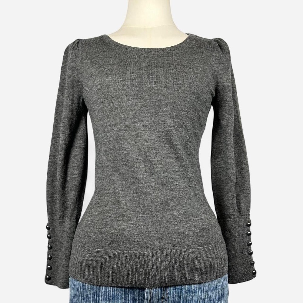 Talbots Womens Merino Wool Gray Crewneck Sweater Minimalist Womens SPWinter